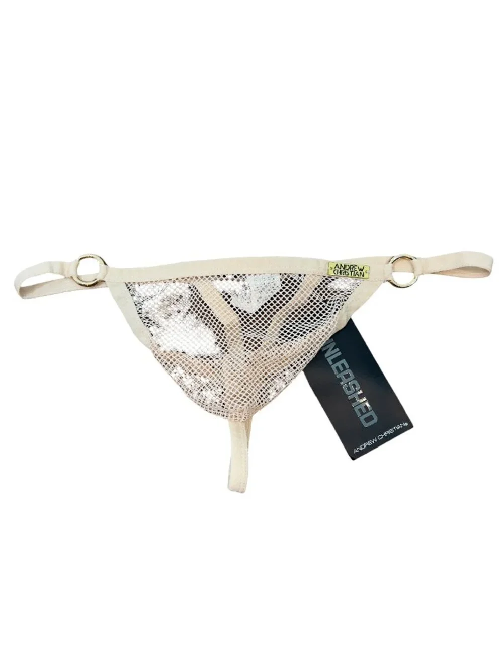 Andrew Christian Unleashed Nude Mesh Ring Jock Underwear Nude Large New
